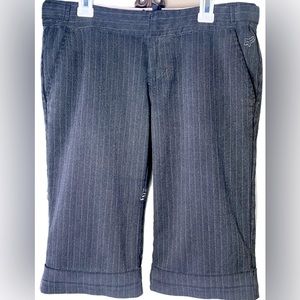 Y2K Fox Racing Long Bermuda Gray Pinstripe Walking Shorts Juniors Size 5